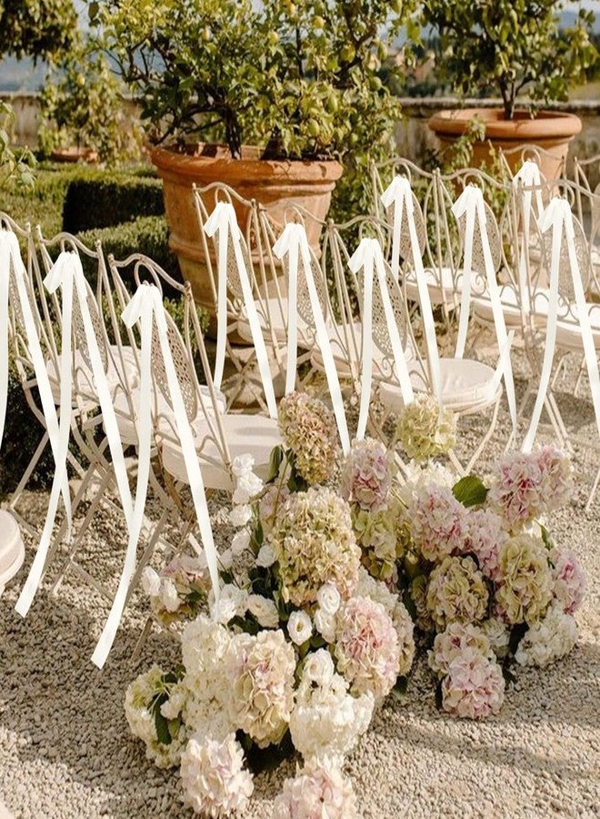 Ansberta 24 Pcs Large Wedding Ivory Ribbon Bows for Wedding Chairs Decorative Ribbon Sashes for Pew Back Elegant Ceremony Ribbons for Bridal Shower Banquet Marriage Ceremony - Image 4